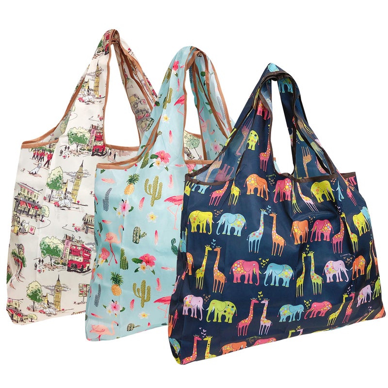 allydrew Large Foldable Tote Nylon Reusable Grocery Bag, 3 Pack, Expedition - Image 1